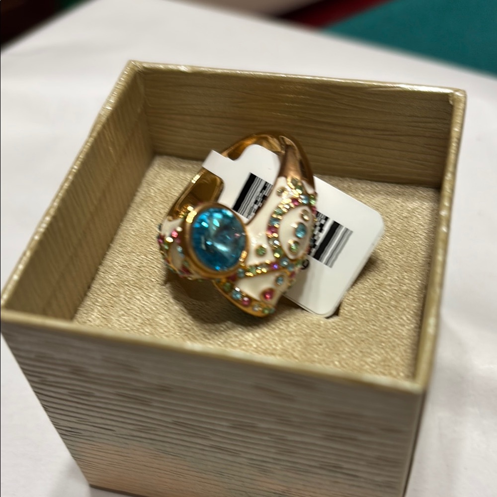 JTV Gold Ring with Blue and Multicolor Accents